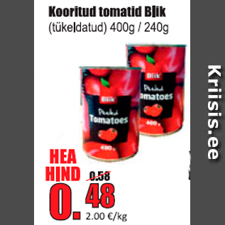 Скидка - Нарезанные помидоры Blik
