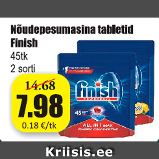 Allahindlus - Nõudepesumasina tabletid Finish