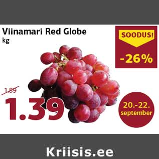 Allahindlus - Viinamari Red Globe kg