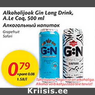 Allahindlus - Alkohoolijook Gin Long Drink, A.Le Coq