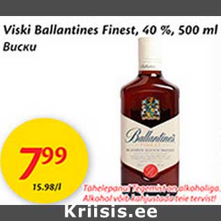 Allahindlus - Viski Ballantines Finest