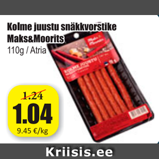 Allahindlus - Kolme juustu snäkkvorstike Maks&Moorits