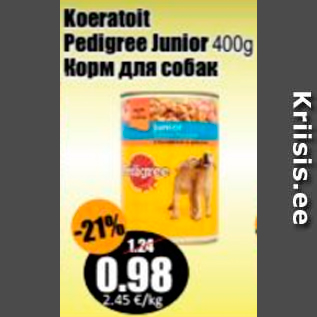 Allahindlus - Koeratoit Pedigree Junior 400 g