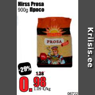 Allahindlus - Hirss Prosa 900 g