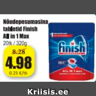 Allahindlus - Nõudepesumasina tabletid Finish All in 1 Max