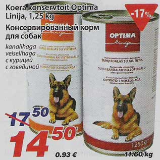 Allahindlus - Koera konservtoit Optima Linija