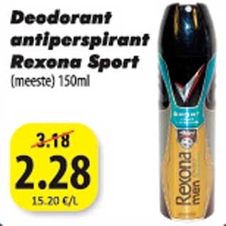 Allahindlus - Deodorant antiperspirant Rexona Sport (meeste) 150 ml