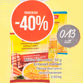 Allahindlus - Miniva kiirnuudlid, 50 g