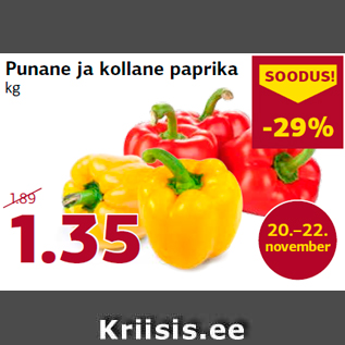 Allahindlus - Punane ja kollane paprika kg