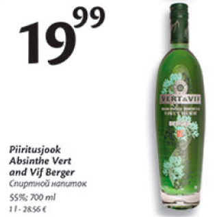 Allahindlus - Piiritusjook Absinthe Vert and Vif Berger