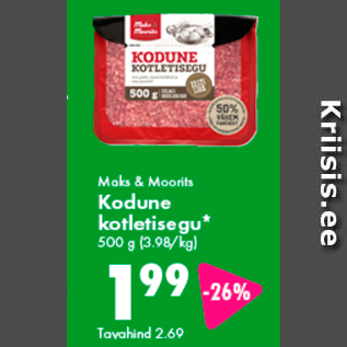 Allahindlus - Maks & Moorits Kodune kotletisegu* 500 g