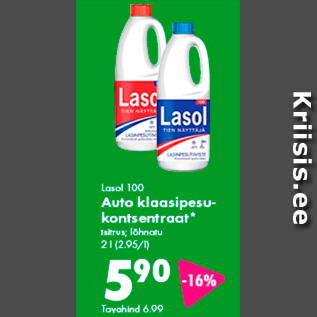 Allahindlus - Lasol 100 Auto klaasipesukontsentraat*