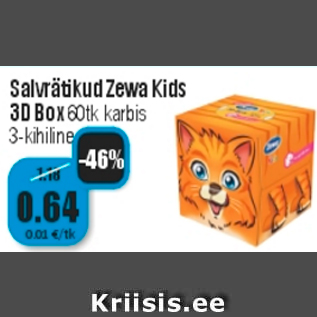 Allahindlus - Salvrätikud Zewa Kids 3D Box
