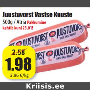 Allahindlus - Juustuvorst Vastse Kuuste 500g / Atria