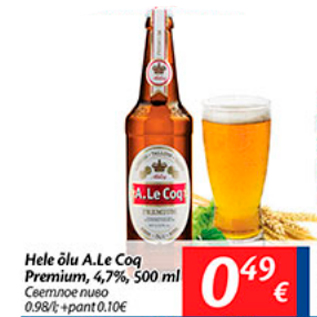 Allahindlus - Hele õlu A.Le Coq Premium