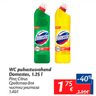 Allahindlus - WC puhastusvahend Domestos, 1,25 l