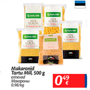 Allahindlus - Makaronid Tartu Mill, 500 g