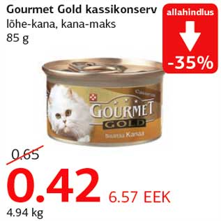 Allahindlus - Gourmet Gold kassikonserv lõhe-kana, kana-maks 85 g