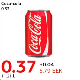 Allahindlus - Coca-cola 0,33 L