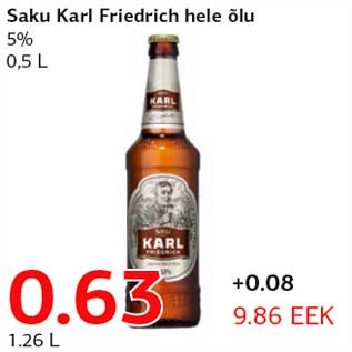 Allahindlus - Saku Karl Friedrich hele õlu 5% 0,5 L