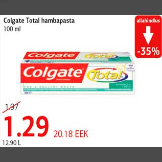 Allahindlus - Colgate Total hambapasta 100 ml