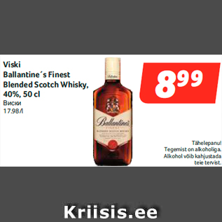 Allahindlus - Viski Ballantine´s Finest Blended Scotch Whisky