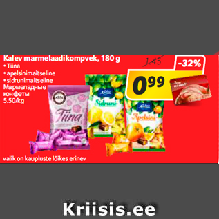 Allahindlus - Kalev marmelaadikompvek, 180 g
