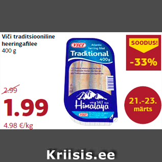 Allahindlus - Viči traditsiooniline heeringafilee 400 g