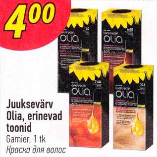 Allahindlus - Juuksevärv Olia, erinevad toonid