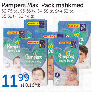 Allahindlus - Pampers Maxi Pack mähkmed