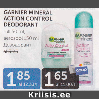 Allahindlus - GARNIER MINERAAL ACTION CONTROL DEODORANT