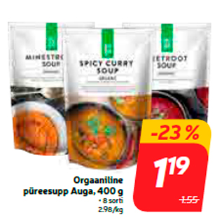 Allahindlus - Orgaaniline püreesupp Auga, 400 g