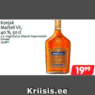 Allahindlus - Konjak Martell VS, 40 %, 50 cl