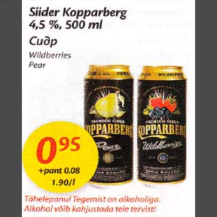 Allahindlus - Siider Kopparberg 4,5%, 500ml