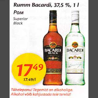 Allahindlus - Rumm Bacardi, 37,5%, 1 l