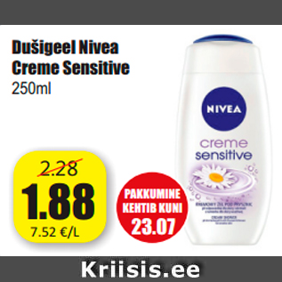 Allahindlus - Dušigeel Nivea Creme Sensitive 250m