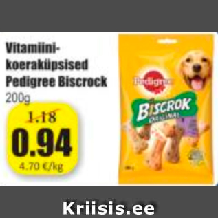 Скидка - Витаминное печенье для собак Pedigree Biscrock 200 г