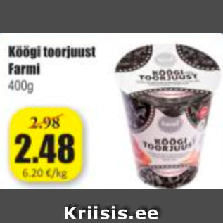 Allahindlus - Köögi toorjuust Farmi 400 g