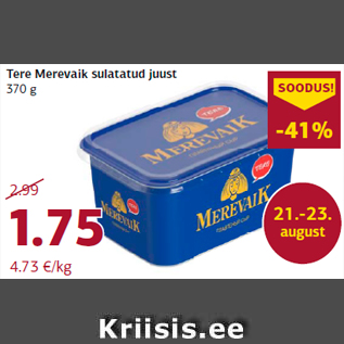 Allahindlus - Tere Merevaik sulatatud juust 370 g