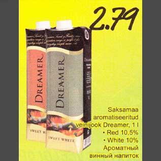 Allahindlus - Saksamaa aromatiseeritud veinijook Drеаmеr, 1 l . Red 10,5% . White 10%