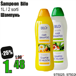 Allahindlus - Šampoon Bilo