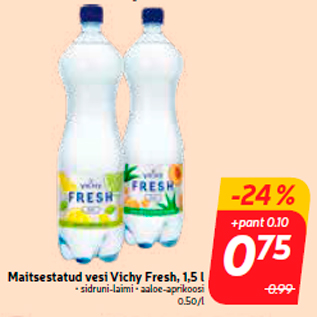 Allahindlus - Maitsestatud vesi Vichy Fresh, 1,5 l