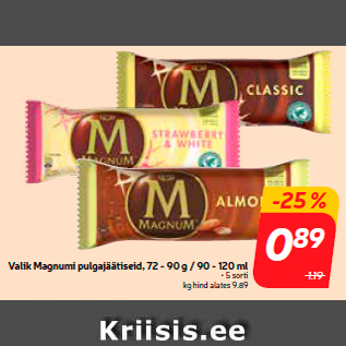 Allahindlus - Valik Magnumi pulgajäätiseid, 72 - 90 g / 90 - 120 ml