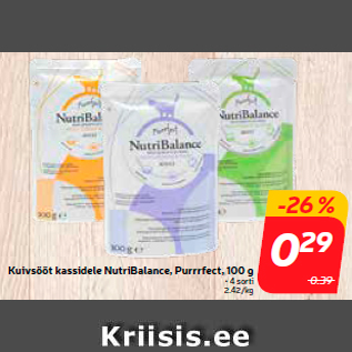 Allahindlus - Kuivsööt kassidele NutriBalance, Purrrfect, 100 g