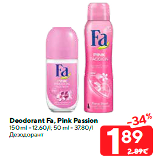 Allahindlus - Deodorant Fa, Pink Passion