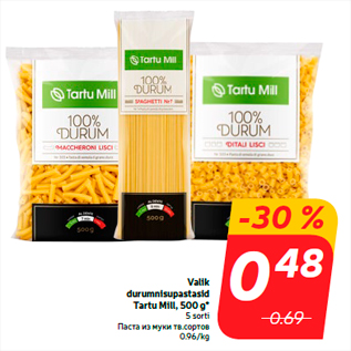 Allahindlus - Valik durumnisupastasid Tartu Mill, 500 g*