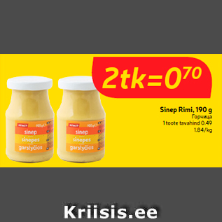 Allahindlus - Sinep Rimi, 190 g