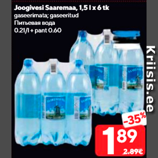 Allahindlus - Joogivesi Saaremaa, 1,5 l x 6 tk