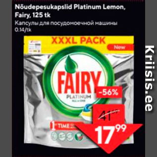 Allahindlus - Nõudepesukapslid Platinum Lemon, Firy, 125 tk