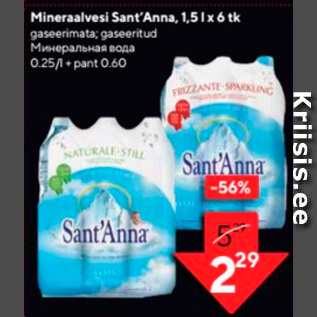 Allahindlus - Mineraalvesi Sant´Anna, 1,5 l x 6 tk